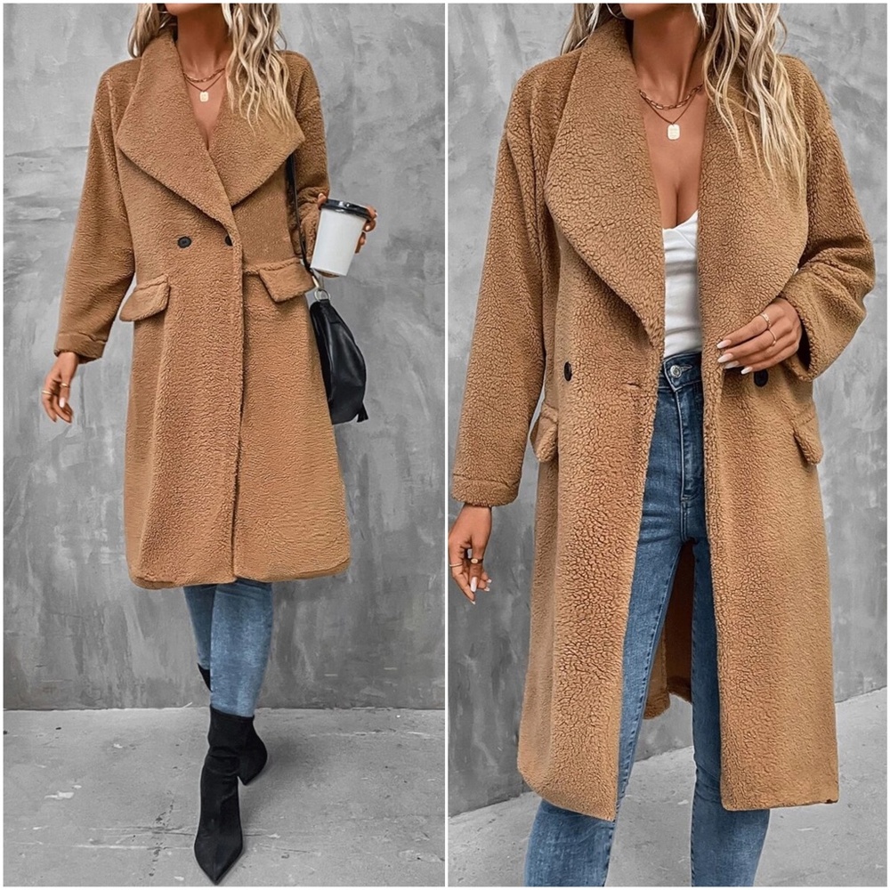 Cozy Wide Collar Teddy Oversized Jacket Coat - Picture 8 of 8